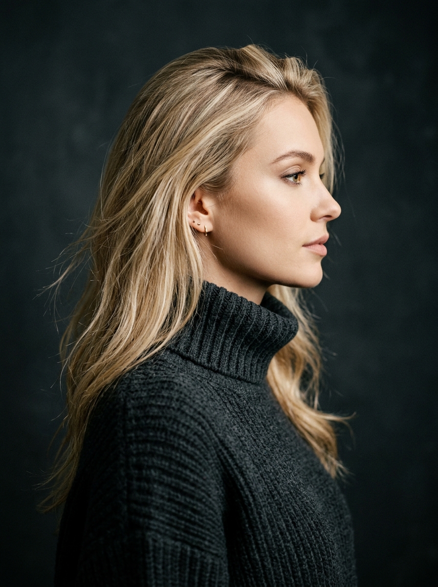 Woman Fashion Knitwear Editorial Portrait